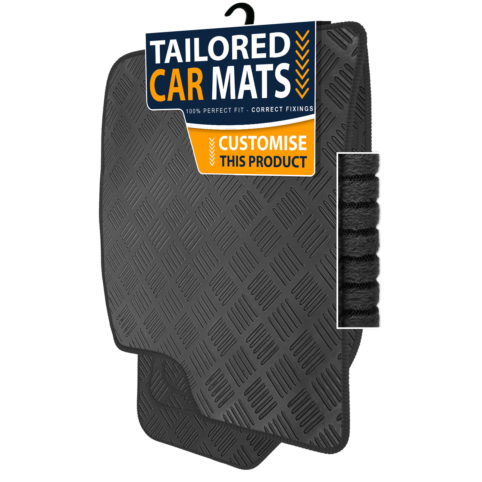 To fit BMW 5 Series E34 1988-1996 Checker Rubber Car Mats - Picture 7 of 16