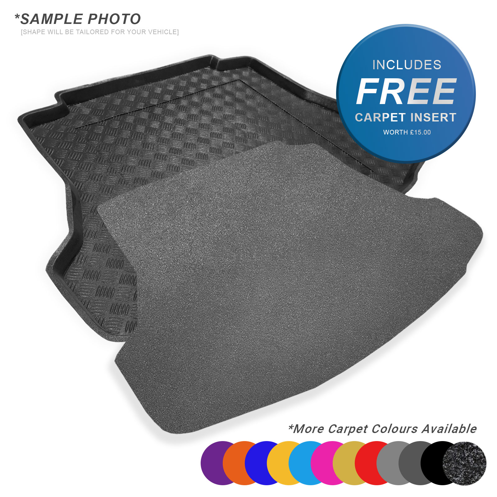 CARMATS4U.COM i30 Fastback 2019 FREE Anthracite Carpet Insert Fully Tailored PVC Boot Liner/Tray