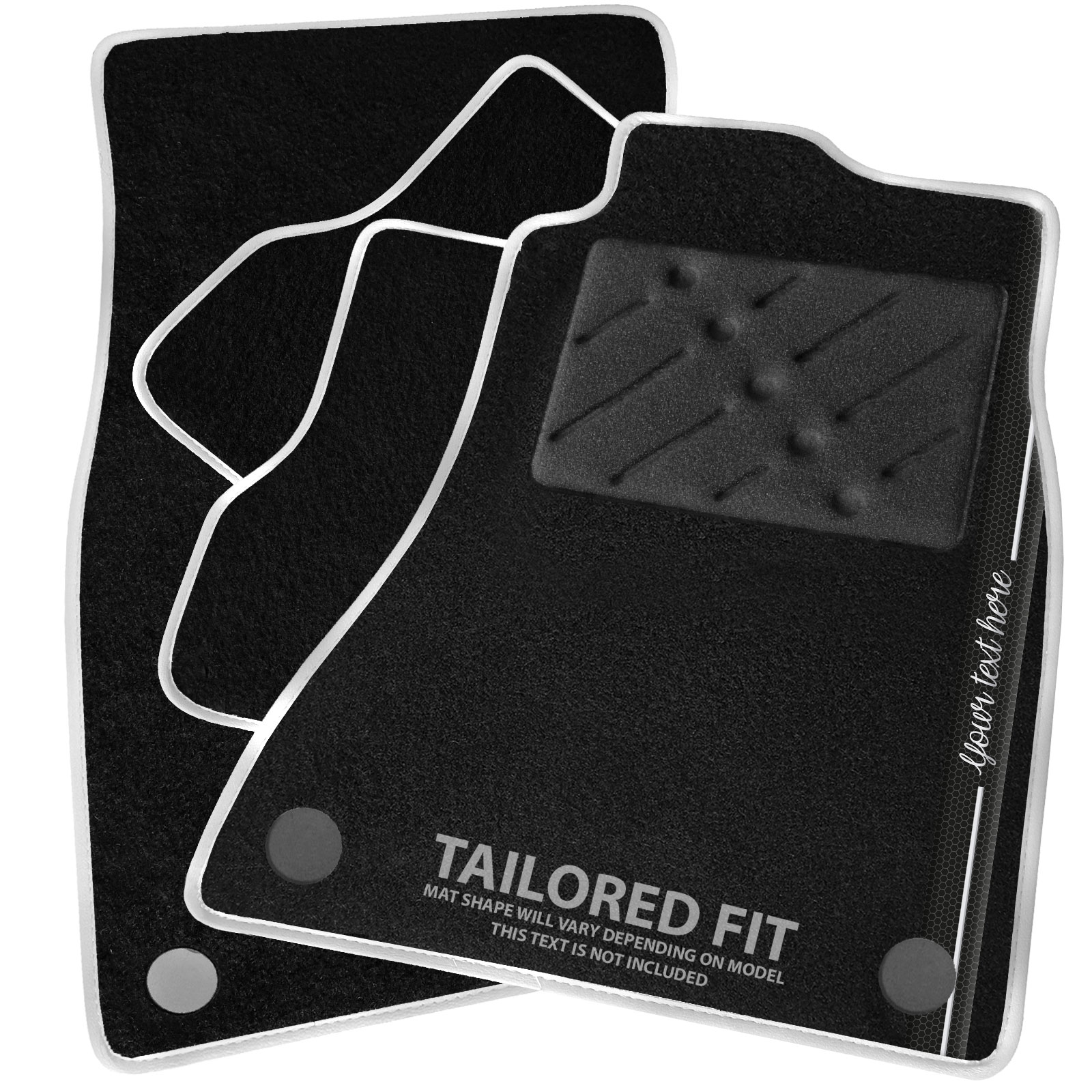13mm Eyelet Fixings Fully Tailored Deluxe Car Mats in Black 